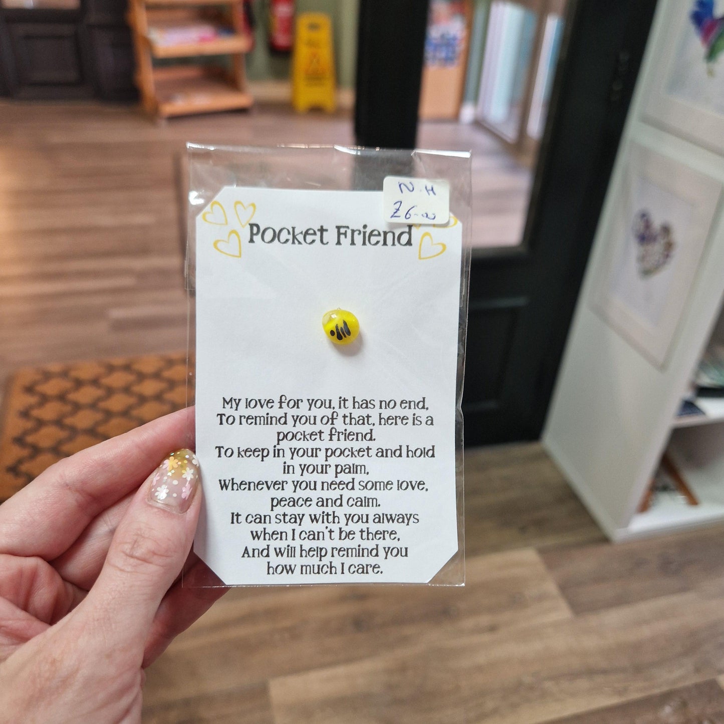 Handmade Yellow and Black Glass Pocket Friend NH