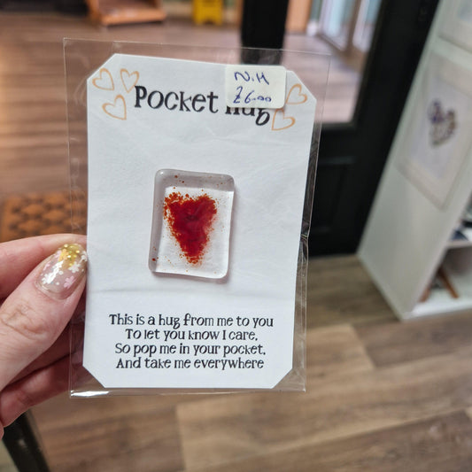 Handmade Red Heart Glass Pocket Hug NH