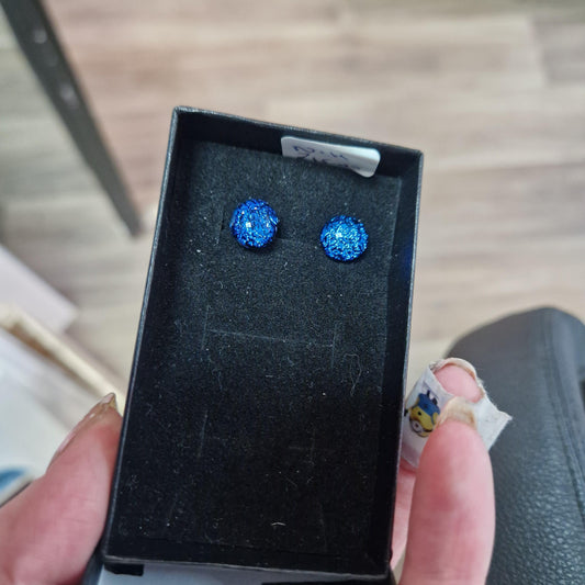 Handmade Blue Glass Stud Earrings NH