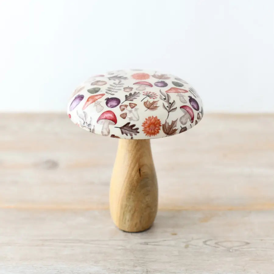 15cm, Wooden Patterned Mushroom
