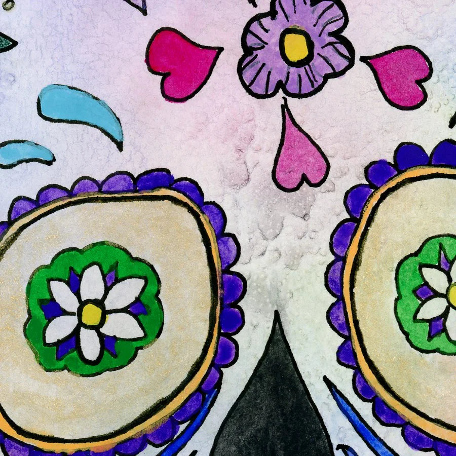 Sugar Skull Whimsy A4 print (297 x 210 mm) with white mount.