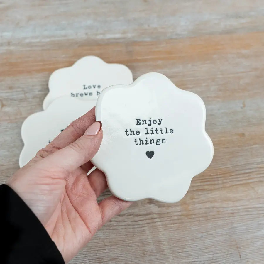 "Enjoy the Little Things" Flower Coaster,10cm