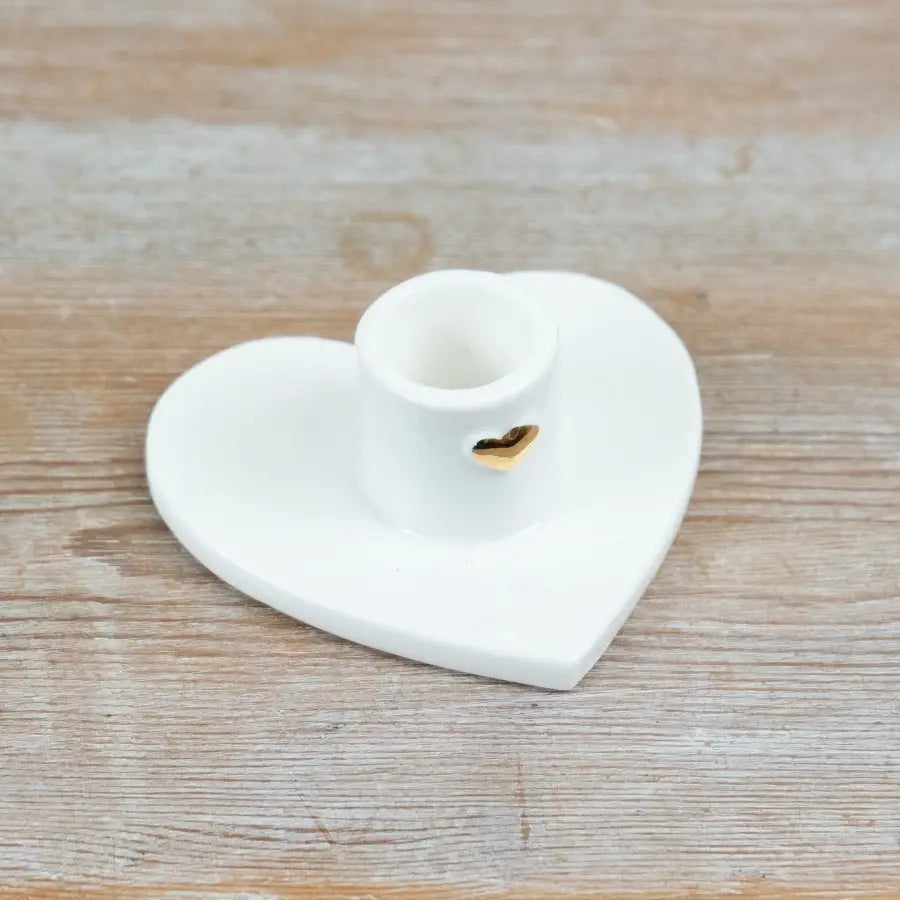 Porcelain Heart Candle Holder, 9cm