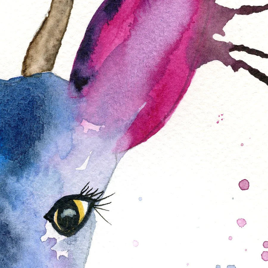 Whimsical Deer 8" x 6" print with white mount.