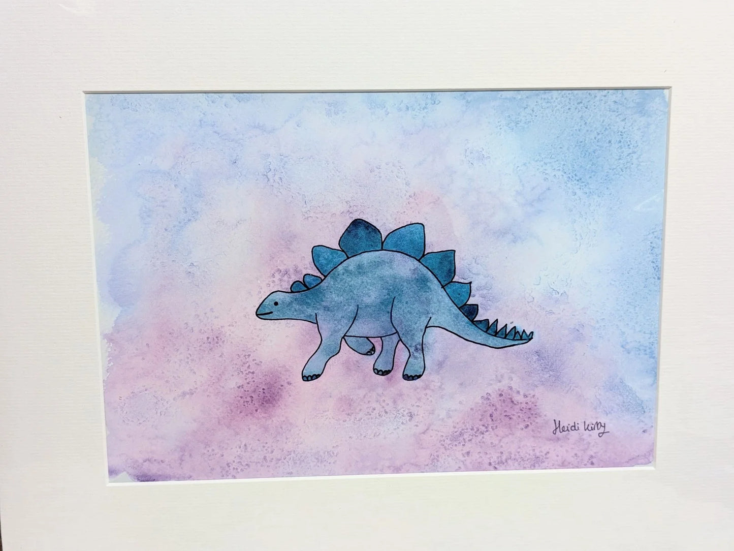 Stegosaurus Fun 8" x 6" print in frame.