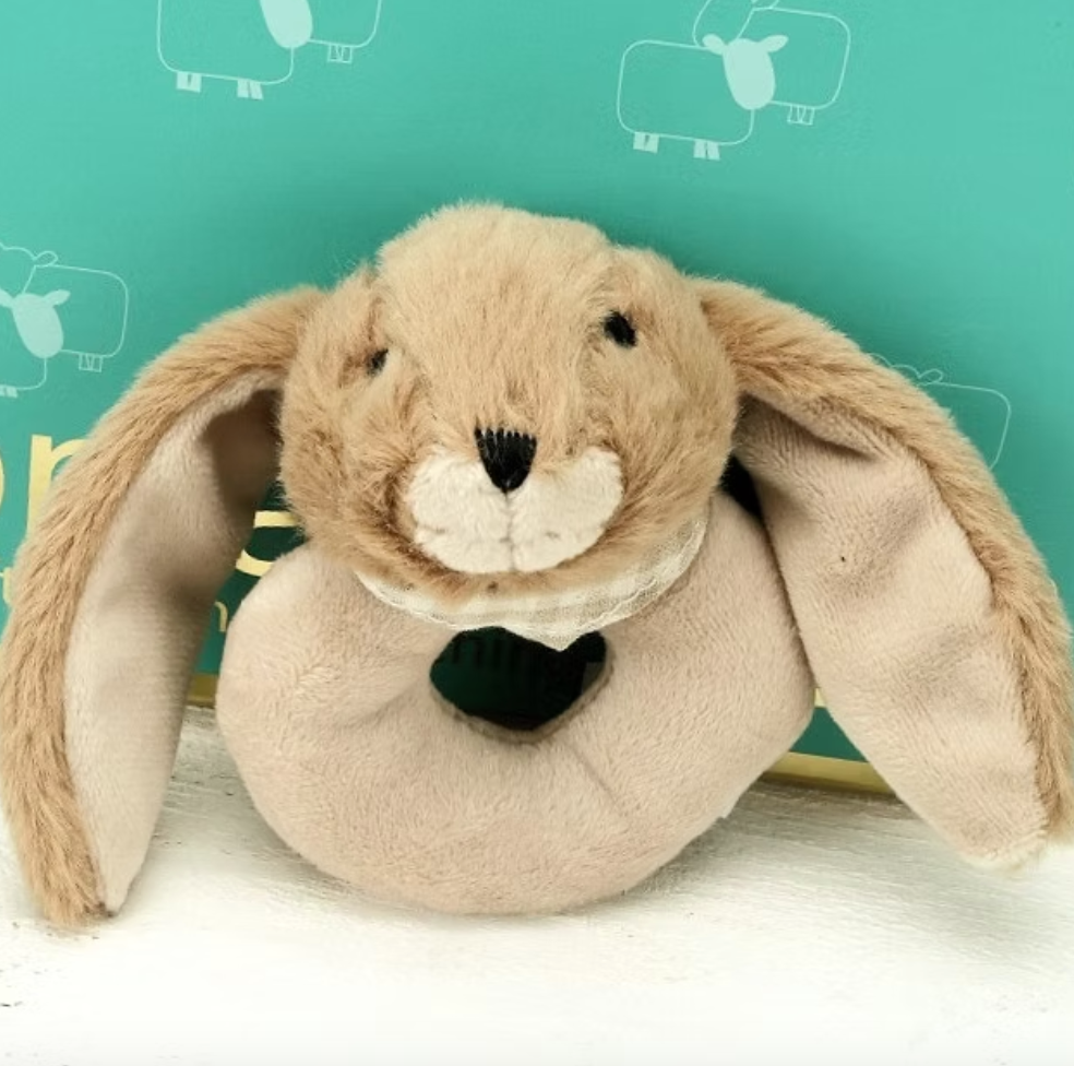 Brown Bunny Baby Soft Toy Rattle -10cm
