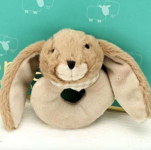 Brown Bunny Baby Soft Toy Rattle -10cm