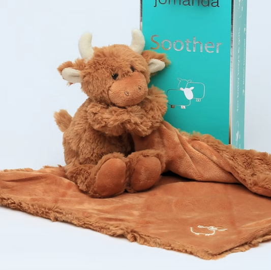 Brown Highland Cow Soft Toy Baby Soother 29cm X 29cm