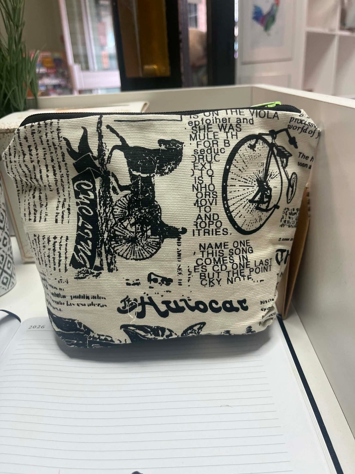 Black and white makeup bag