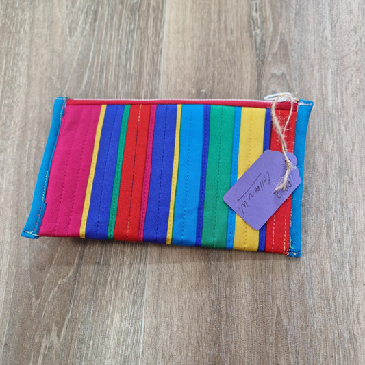 Handmade rainbow striped pencil case/ makeup bag/ zipped case PB2