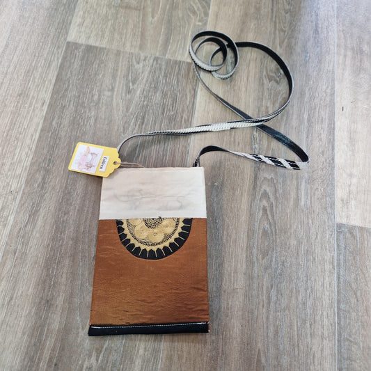 Handmade sewn brown shoulder bag PB1