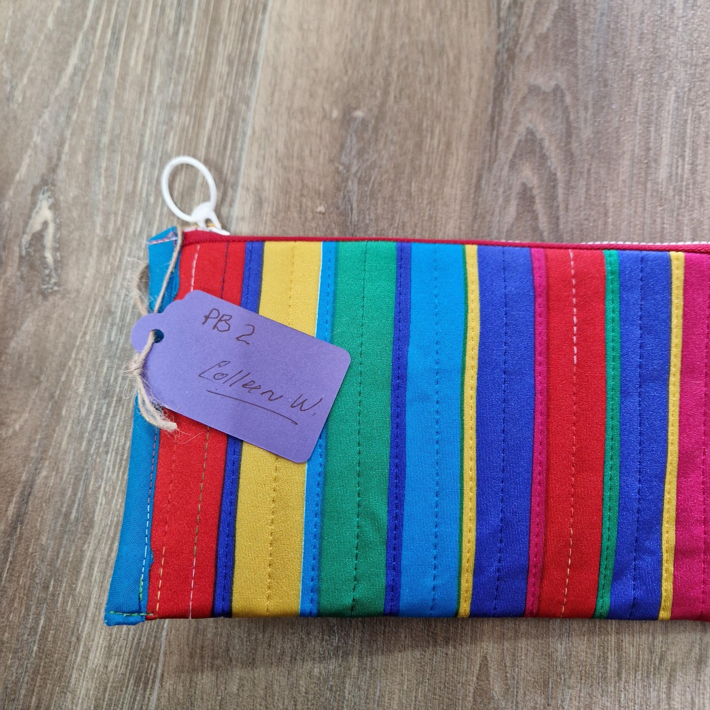 Handmade rainbow striped pencil case/ makeup bag/ zipped case PB2
