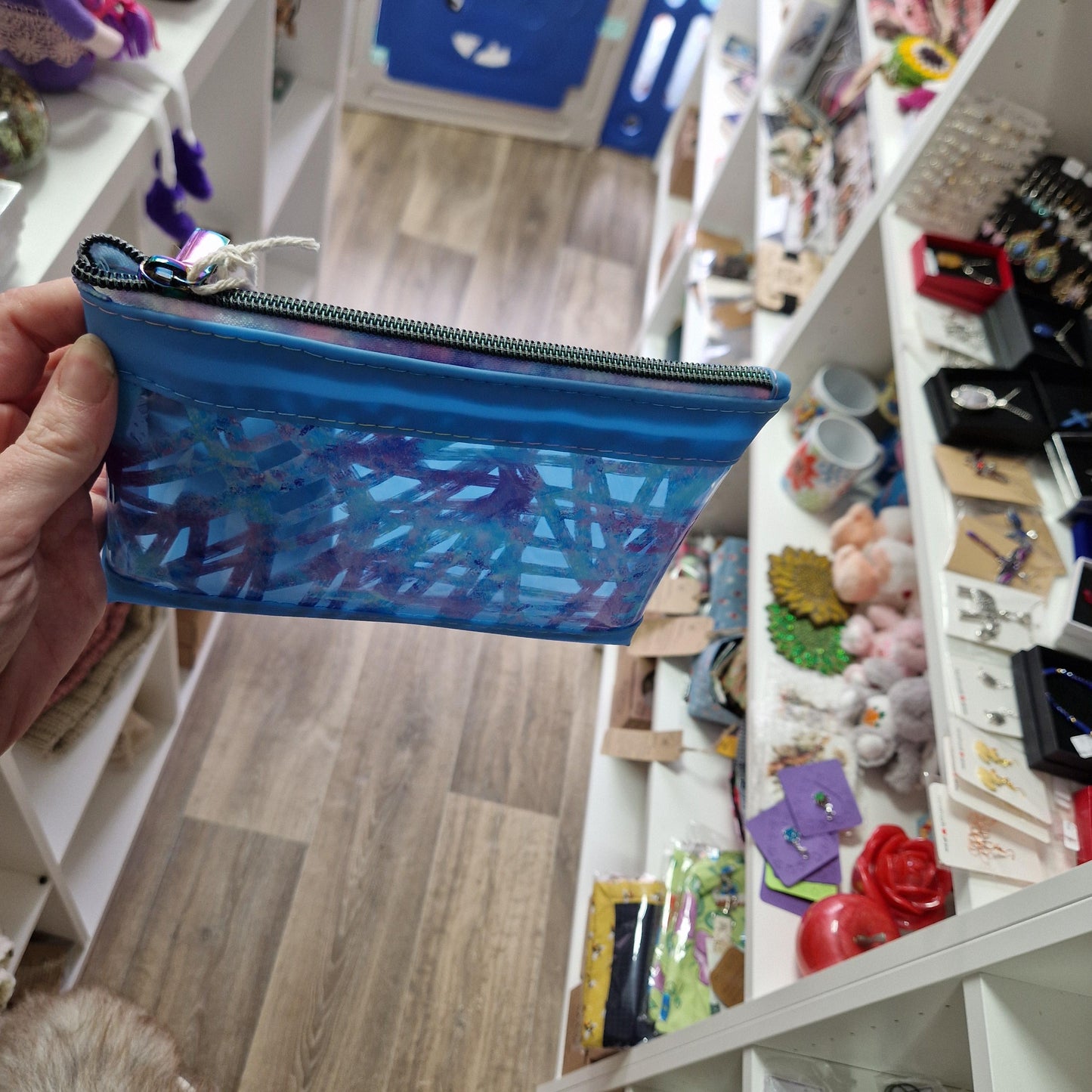 Blue vinyl clutch bag HTP02