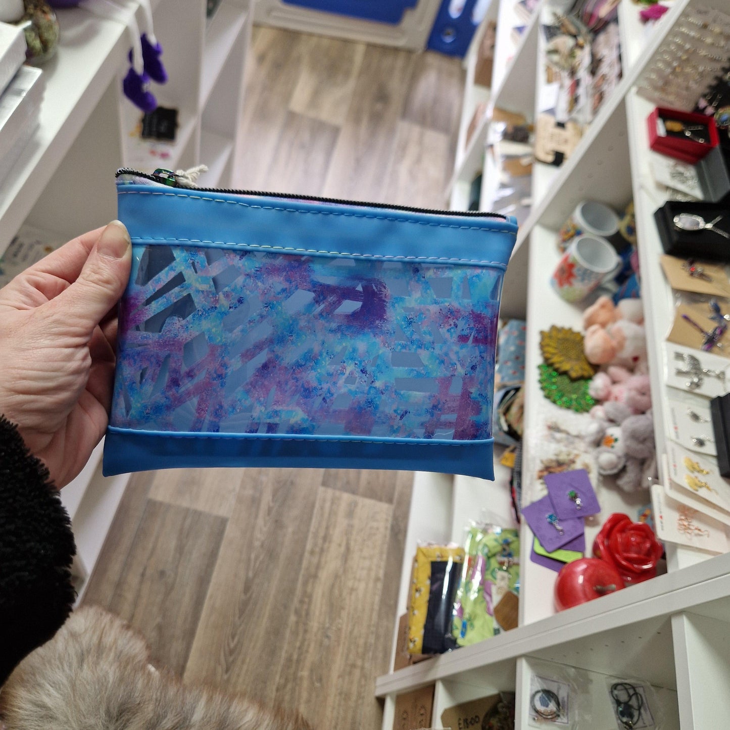 Blue vinyl clutch bag HTP02