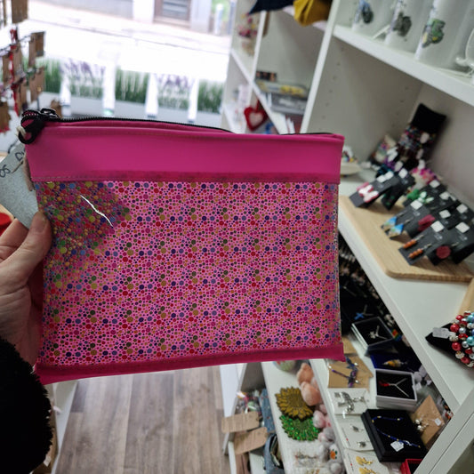 Pink vinyl clutch bag HT05