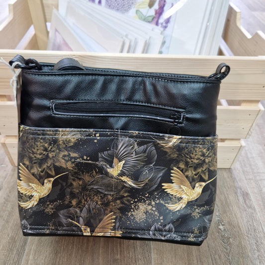 Faux leather bag with hummingbird pattern handmade  HTCB01