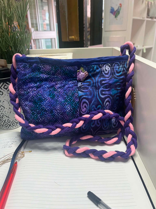 Pink and purple crossbody bag